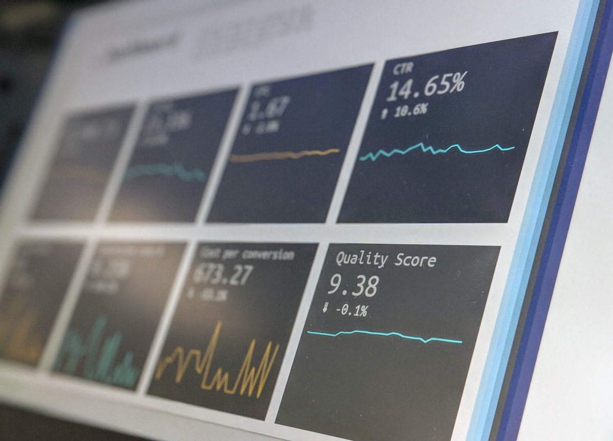 Close-up analytics metrics on a dashboard