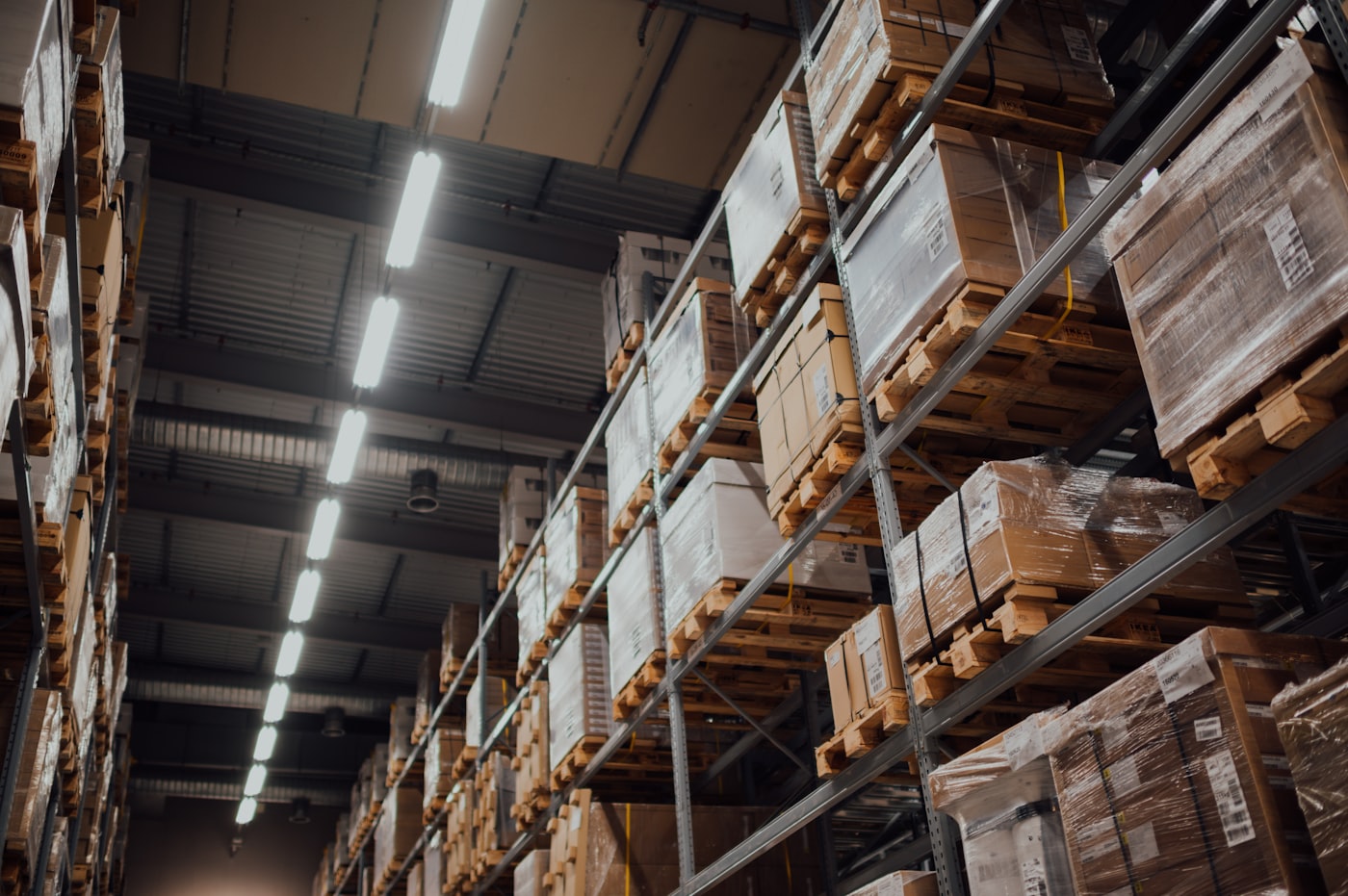 Warehouse racks supporting ecommerce logistics